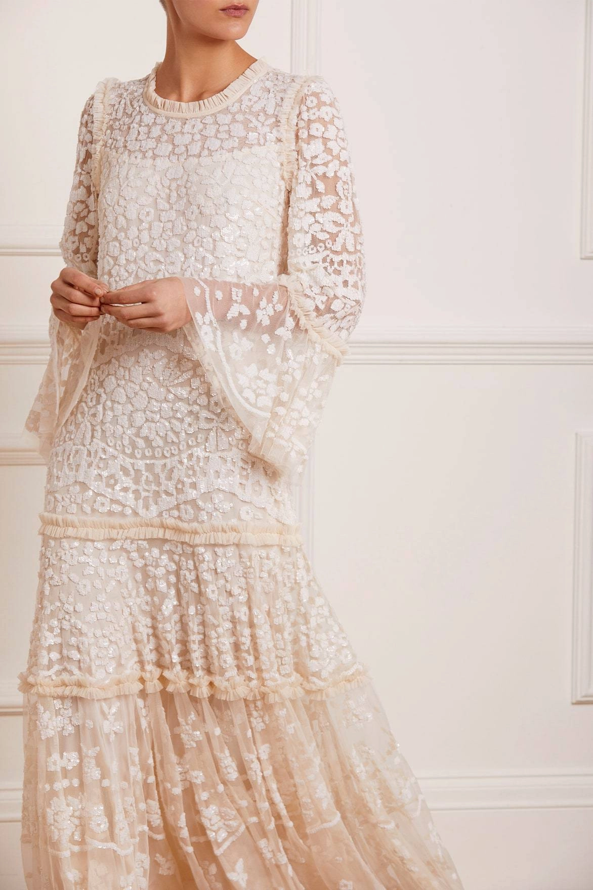 Annie Sequin Tiered Ankle Gown Sophisticated Layers Fashion Option