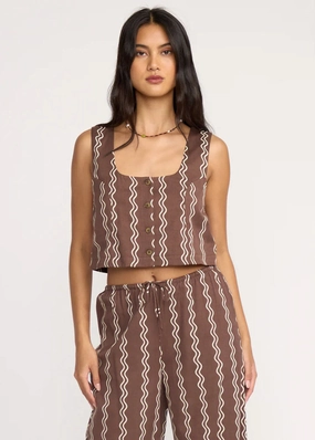 Another Wave Woven Tank - Espresso Simple Pullover YarnDyed Stripes