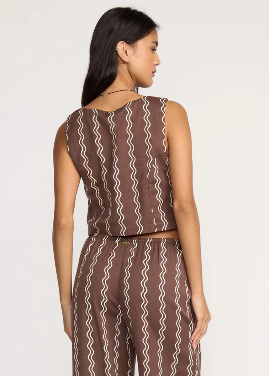 Summer Blouse HighDensityFoam Another Wave Woven Tank - Espresso