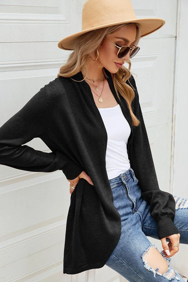 NoiseReduciting Fabric Compact Packability WOMEN LIGHTWEIGHT OPEN FRONT DAILY KNIT CARDIGAN