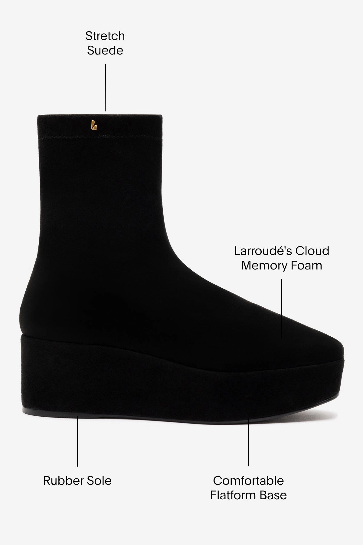 Open Toe Dani Flatform Boot In Black Suede
