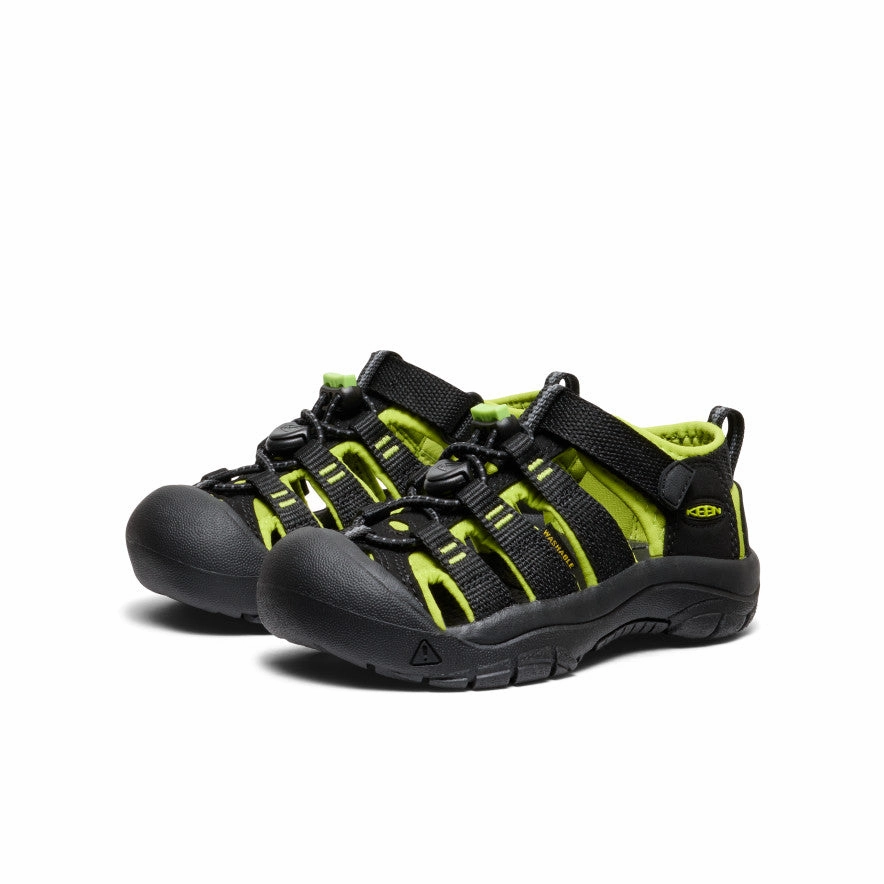 Arch Cradle Footwear for Vacation Little Kids' Newport H2  |  Black/Lime Green