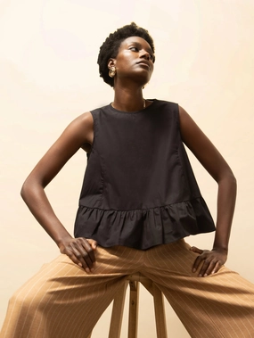 Hypoallergenic Fiber Temperature control Black Frill Hem Cotton Top