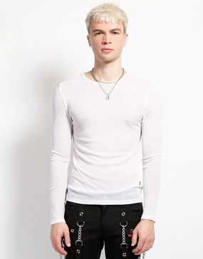 MENS LONG SLEEVE FISHNET WHITE Breathable Material