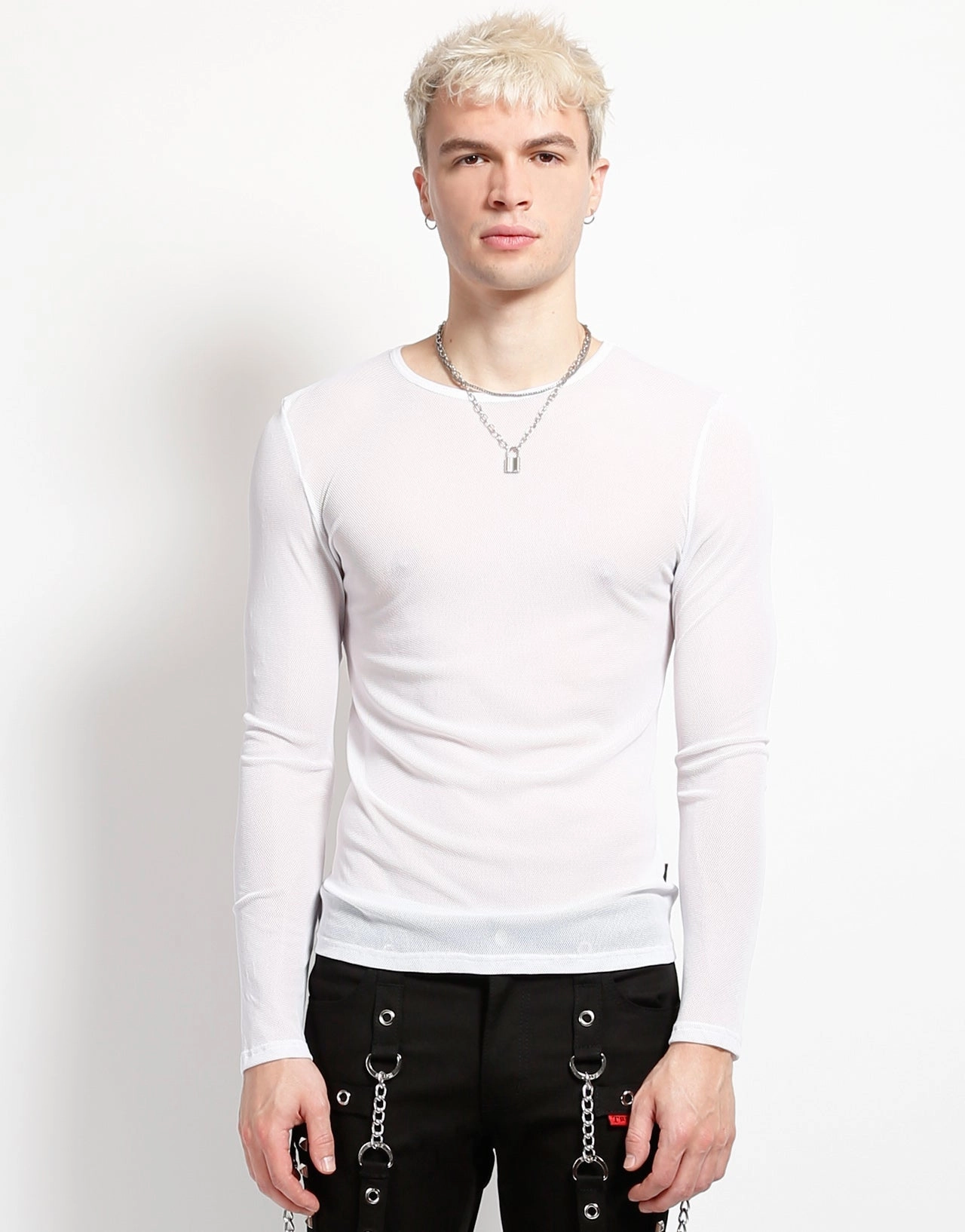 MENS LONG SLEEVE FISHNET WHITE Breathable Material