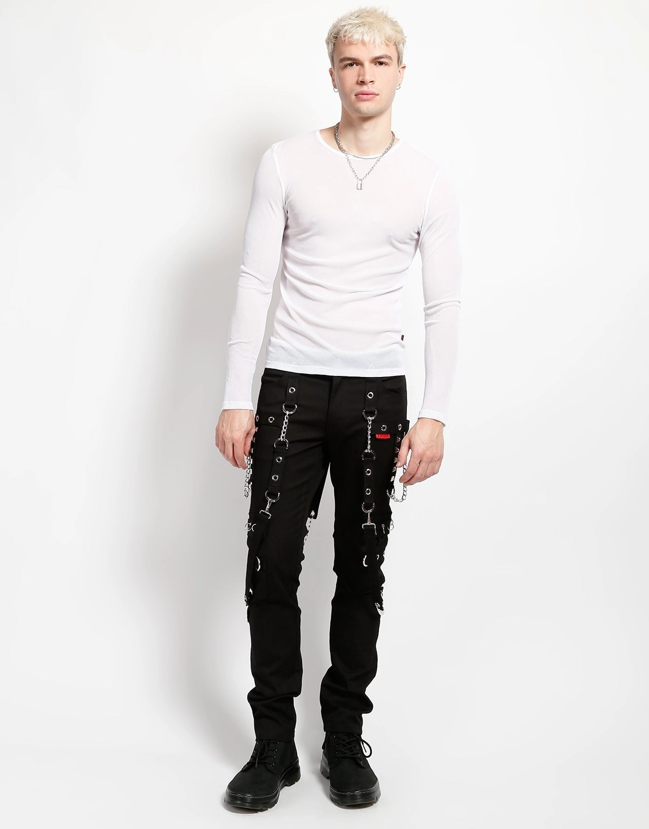 Durable Color Retention MENS LONG SLEEVE FISHNET WHITE