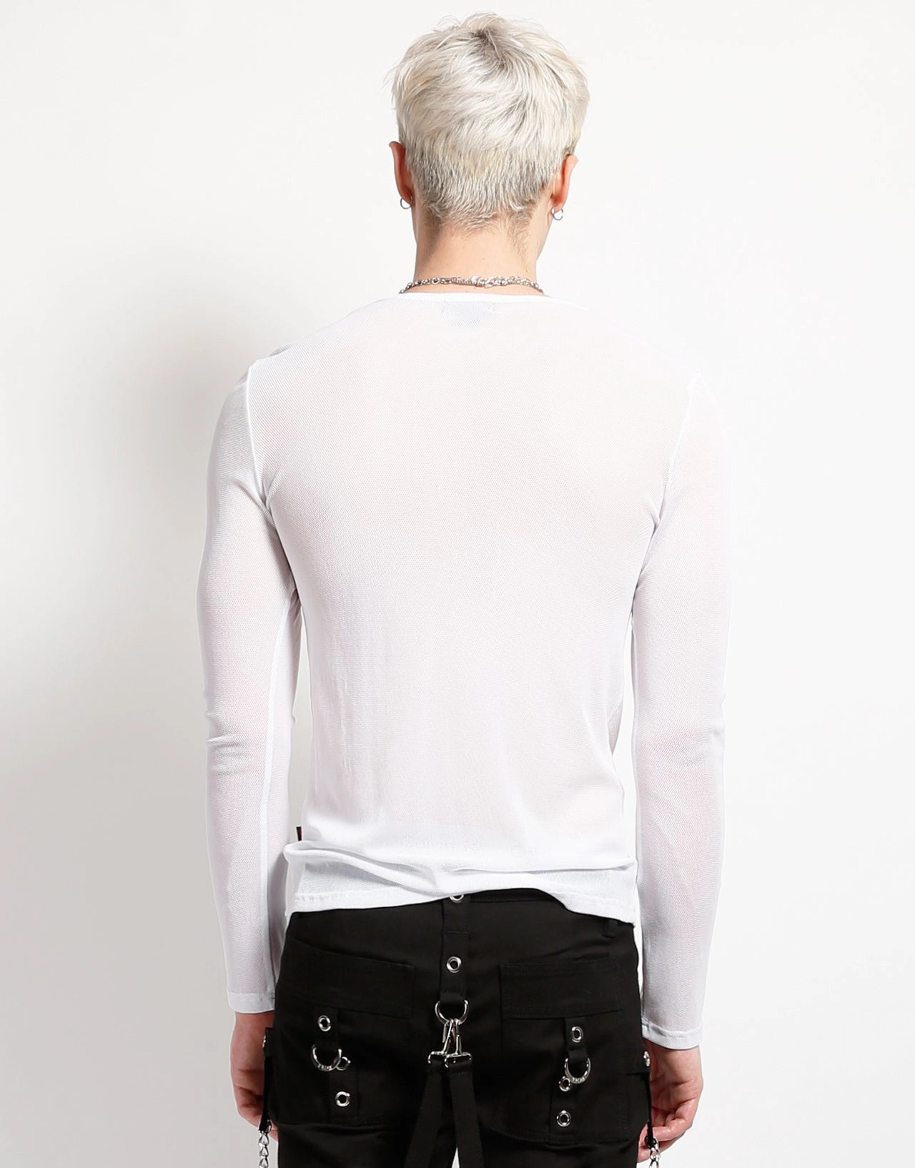 MENS LONG SLEEVE FISHNET WHITE OdorResistantTreatment Professional Look