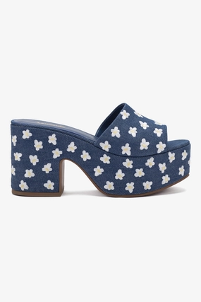 Miso Platform Sandal In Blue Denim All Day