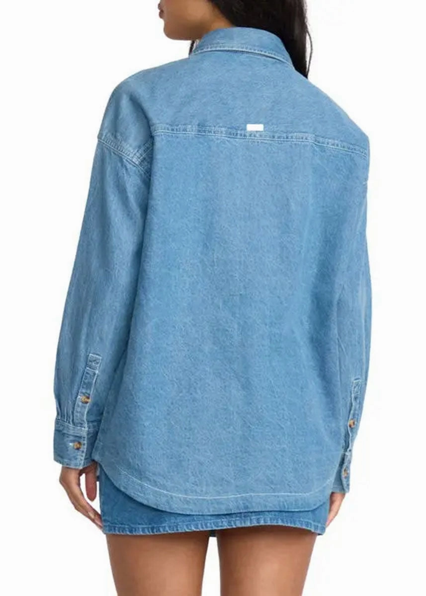 Fadeaway Denim Shacket - Salt Washed Cheap Nice