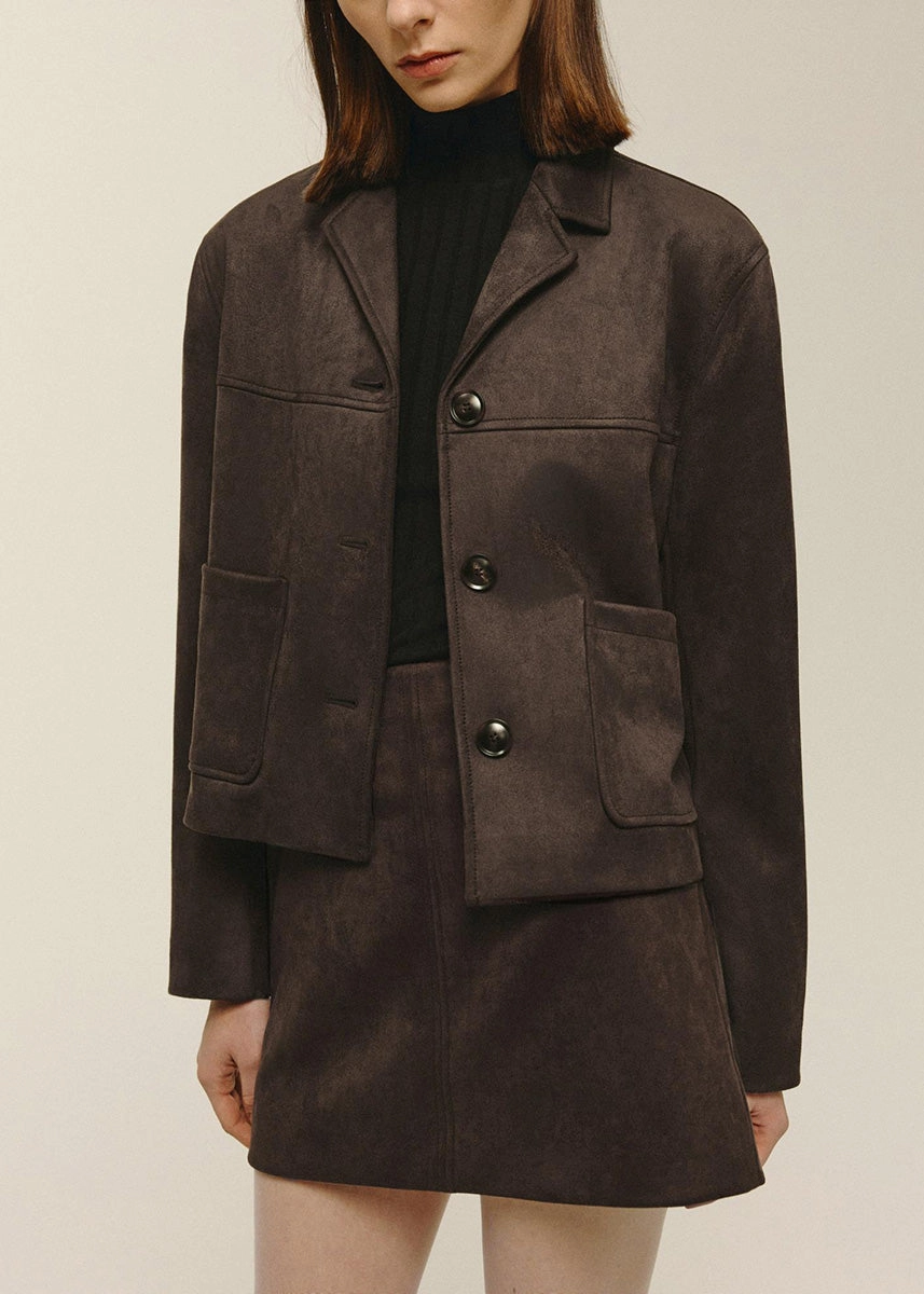 Beau Vegan Suede Jacket - Deep Mahogany Thick Insulation