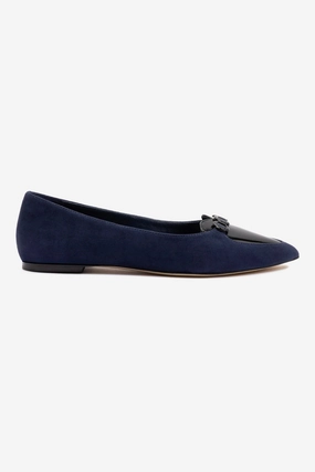 Audrey Flat In Navy Suede Forest Air