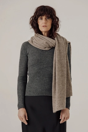 Layered Edge Trim Relax Fit Baby Alpaca Travel Wrap