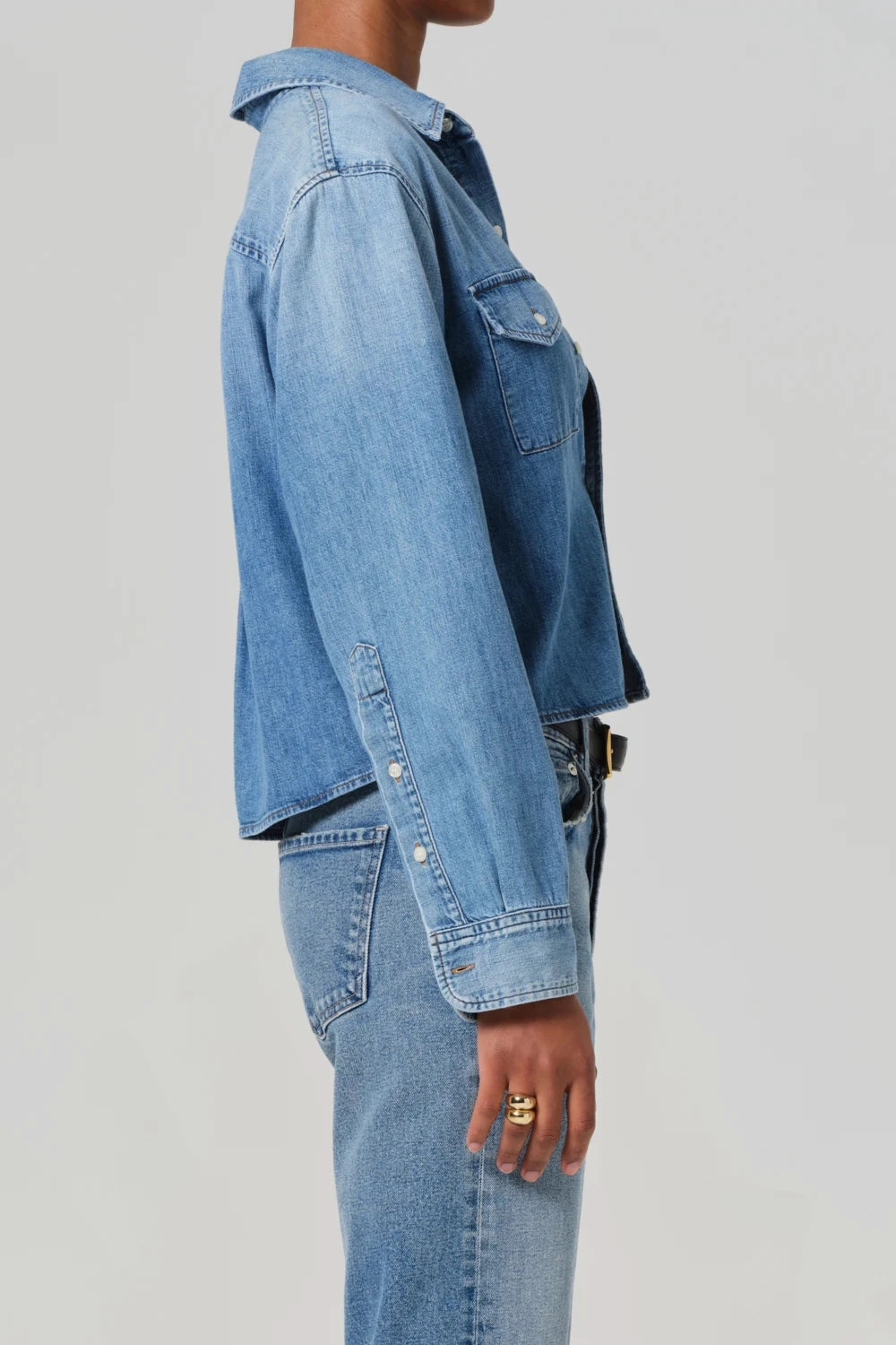 Baby Shay Cropped Shirt Non Irritating Seams Fitted Blouse