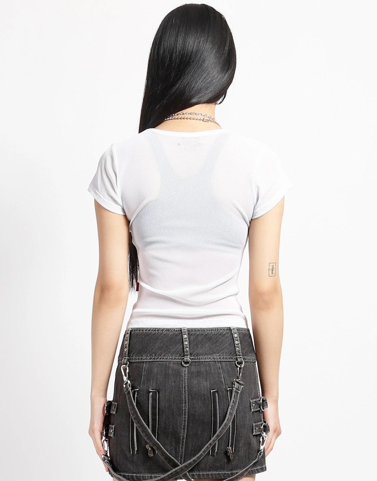 BABY TEE FISHNET WHITE Sweat Absorbent Inner Layer