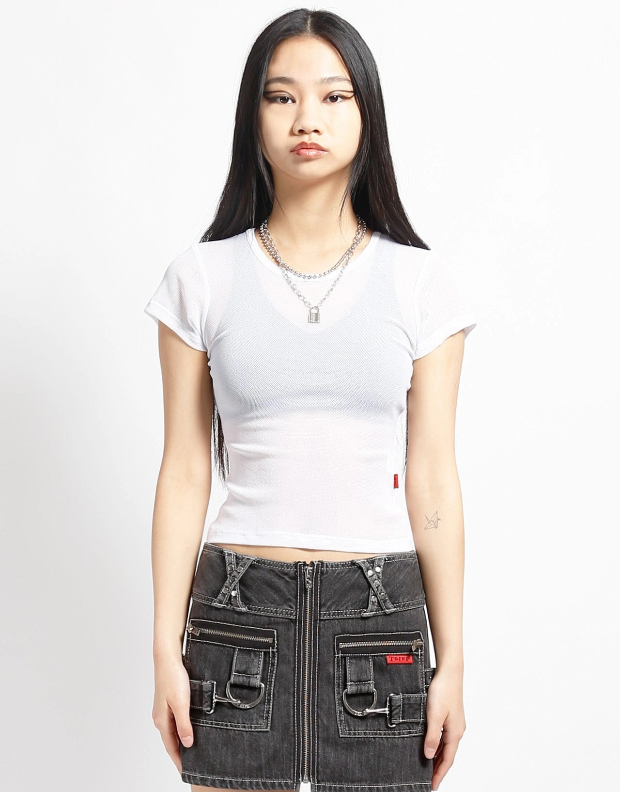 Softened Edges BABY TEE FISHNET WHITE