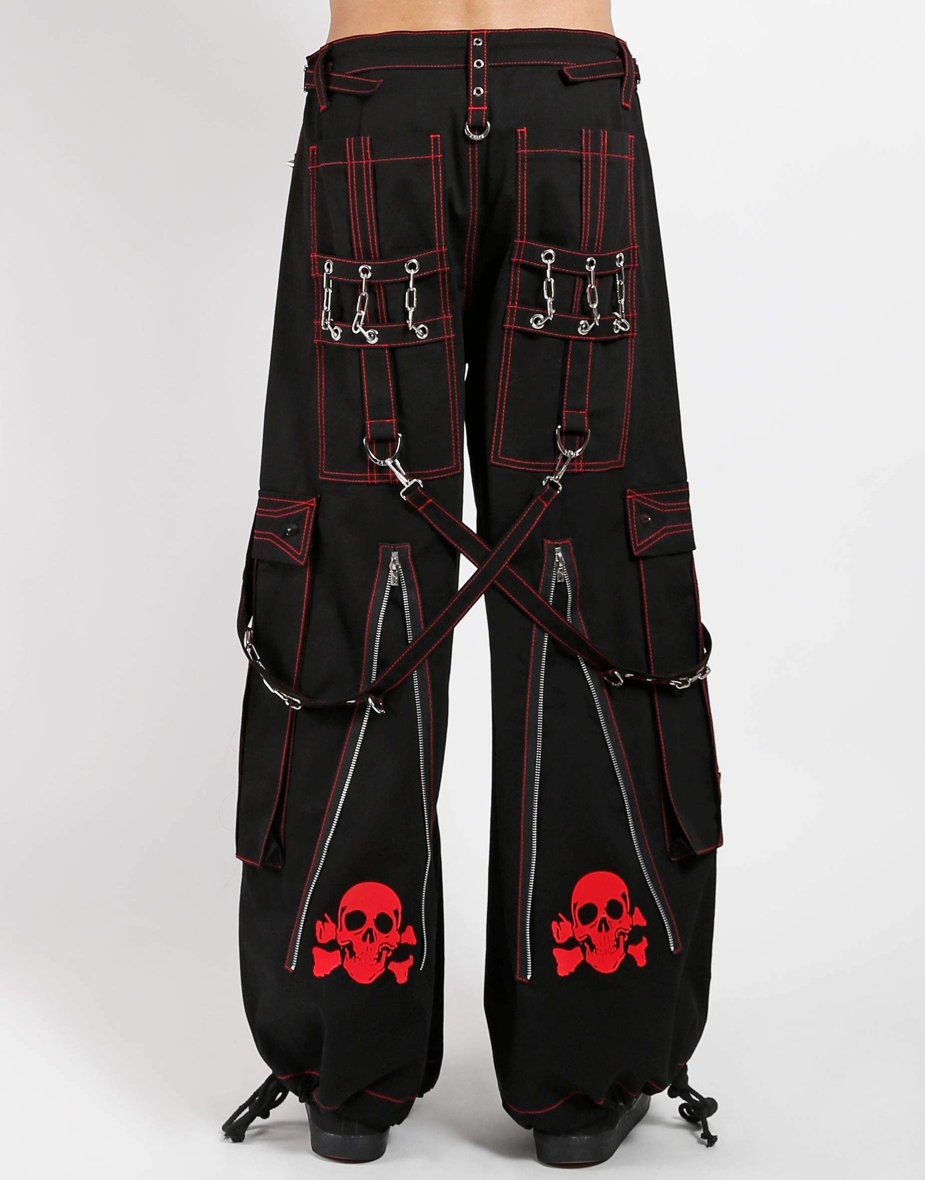 BACK UP SKULL PANT RED SKULL Flexible Waistband Easy Match