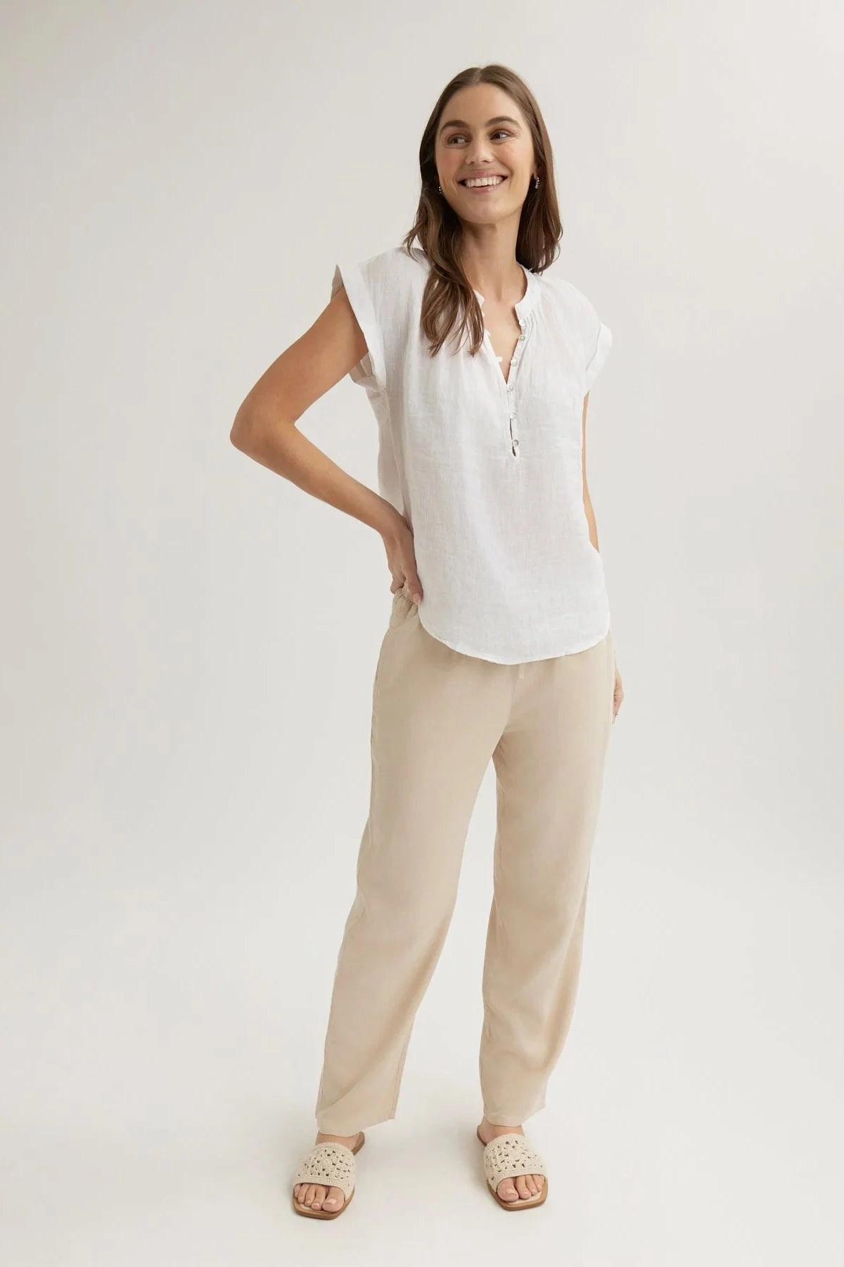 Odor Control Technology Stretch Knit Fabric Cap Sleeve Pullover