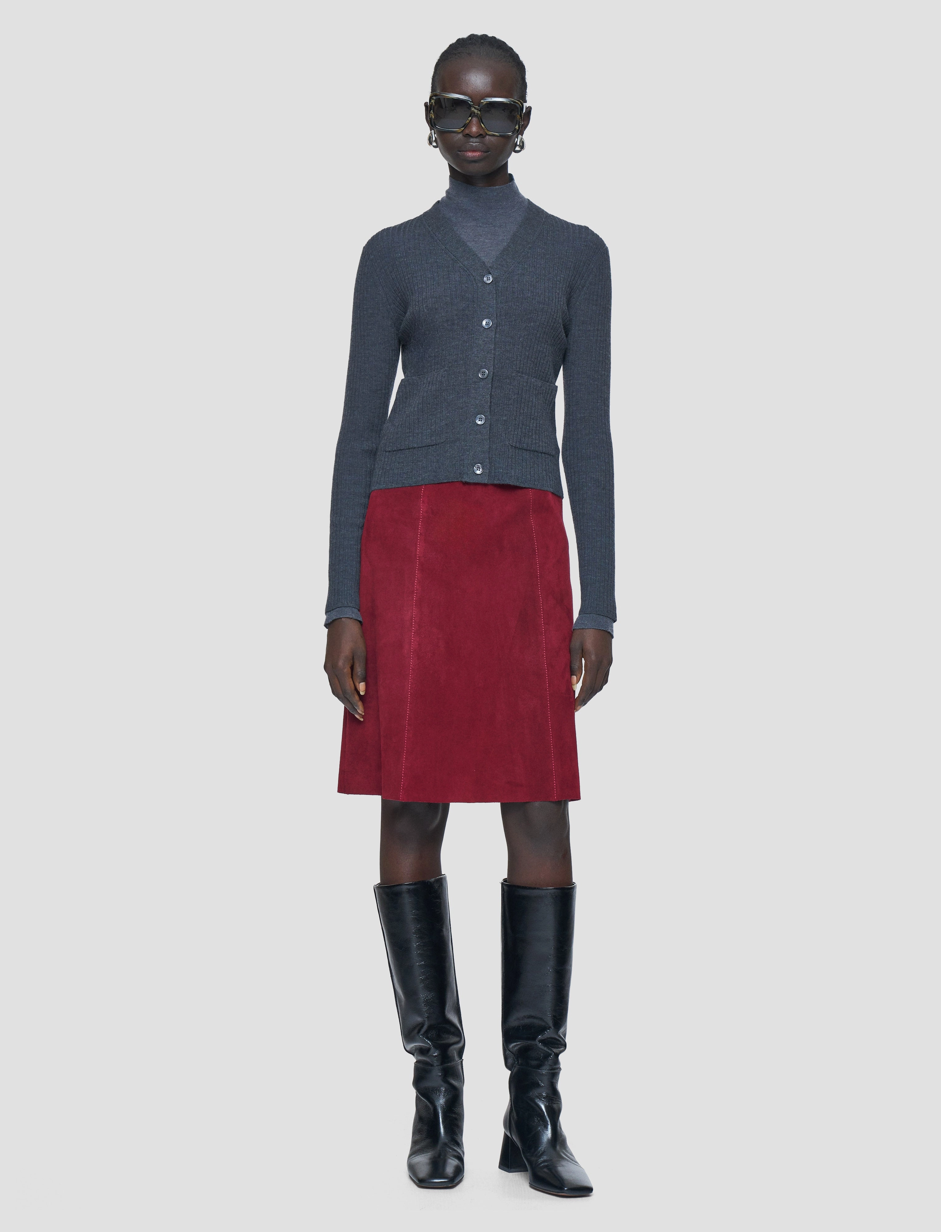 Street Casual Merino Rib Knit Cardigan