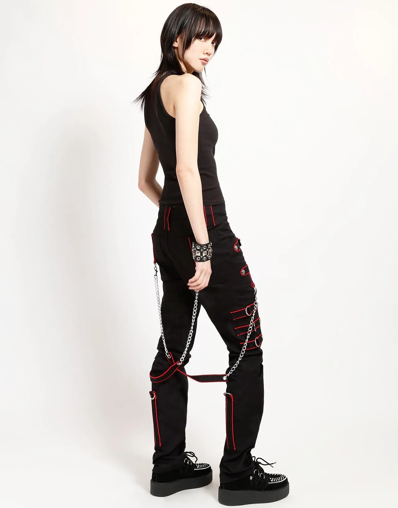 Flexible Gusset Design BAND PANT RED