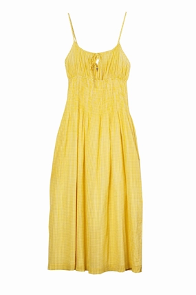 Warranty-Included Inner lining Barbara Gingham Cotton Dress