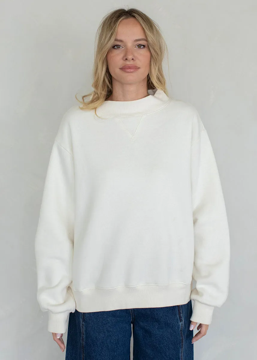 Knitted Comfort Marjorie Fleece Wide Neck Sweatshirt - Cream