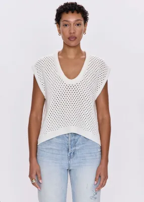 Seamless Construction Design soft fit Beck Open Knit Cropped Sweater - Le Blanc