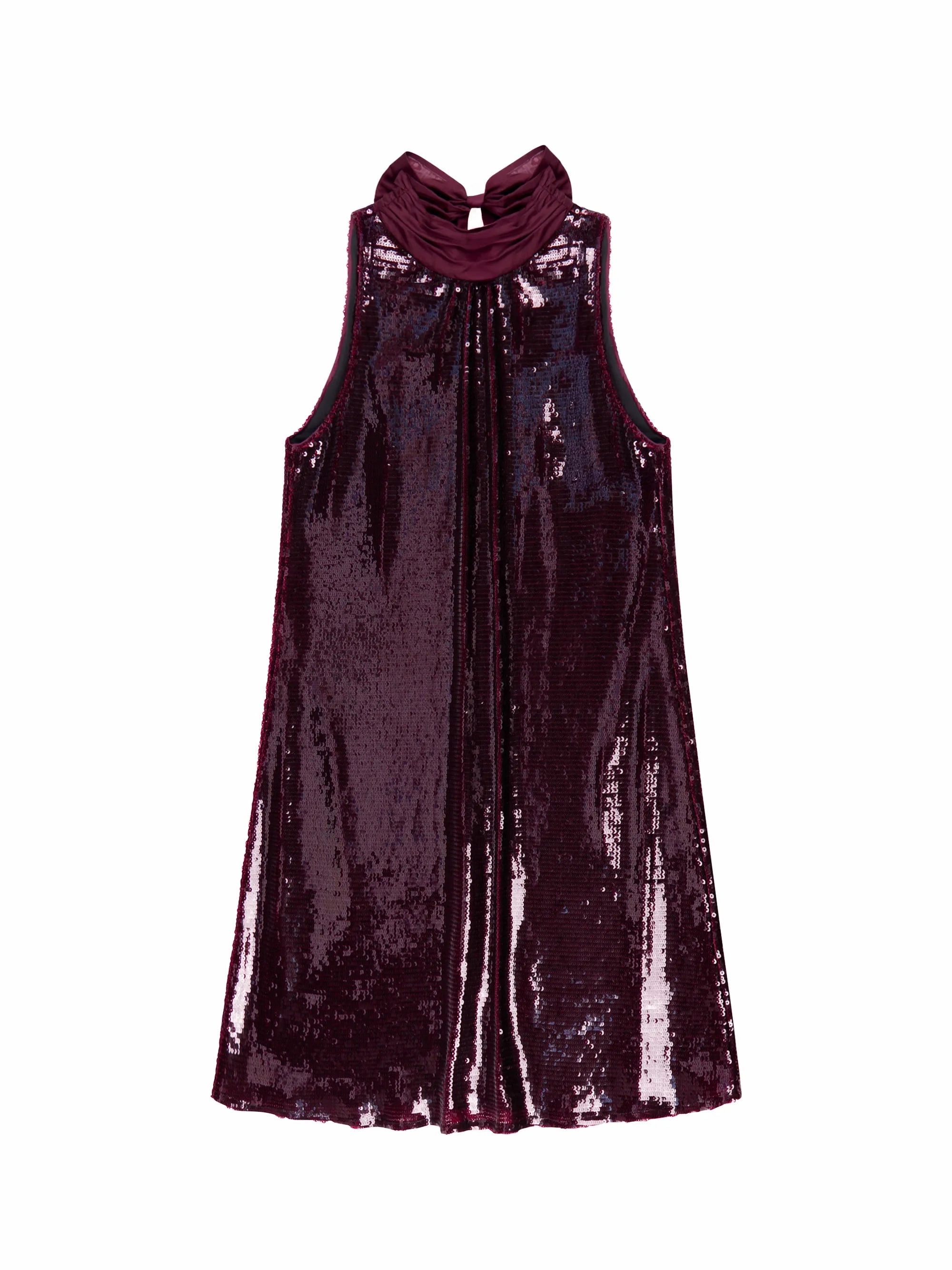 Freya Wine Sequin Halter Neck Dress Coastal Soft Magnetic-Closure