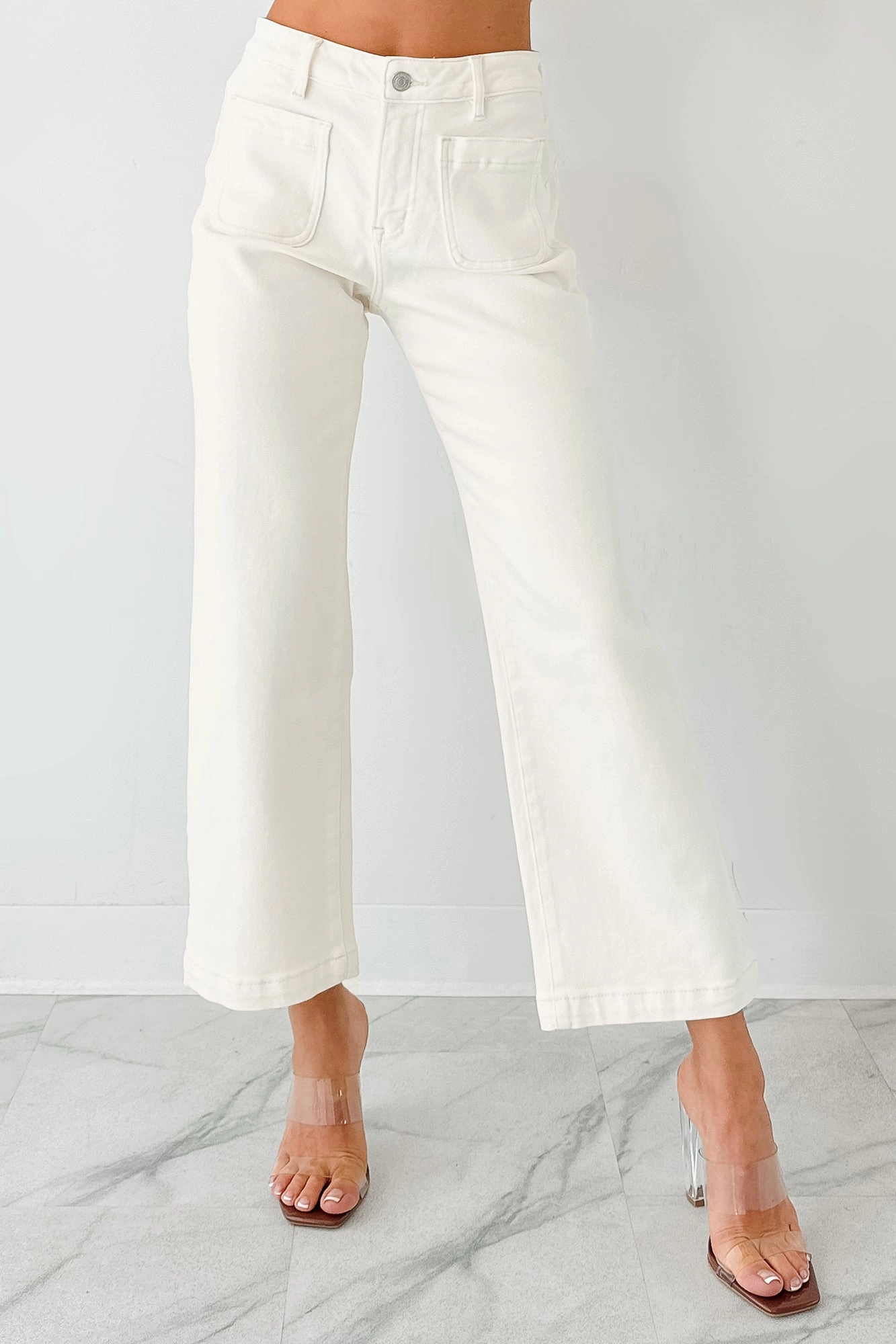 Bella Cropped Wide Leg Mica Denim Jeans (White Chocolate) All Fit Design