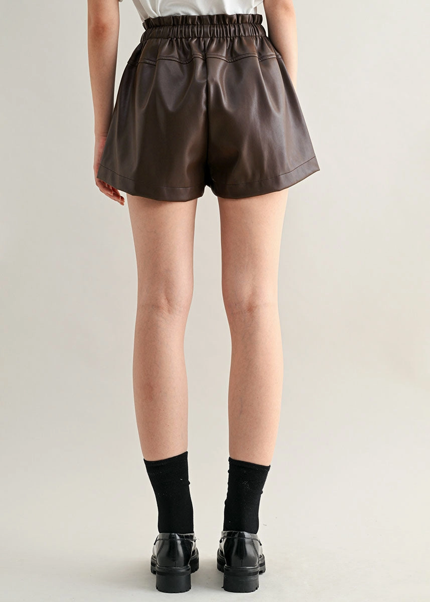 Bellamy High-Waisted Drawstring Shorts - Dark Brown Zip-off legs