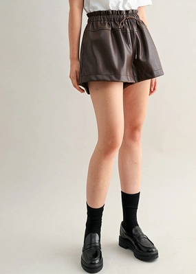 Casual Layer Bellamy High-Waisted Drawstring Shorts - Dark Brown