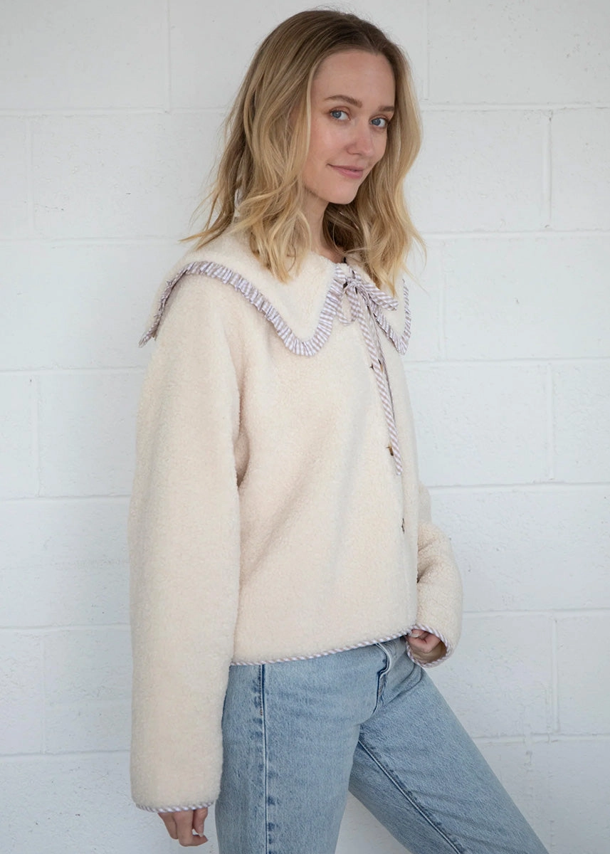 Survival Use Bette Gingham Ruffle Point Jacket - Latte