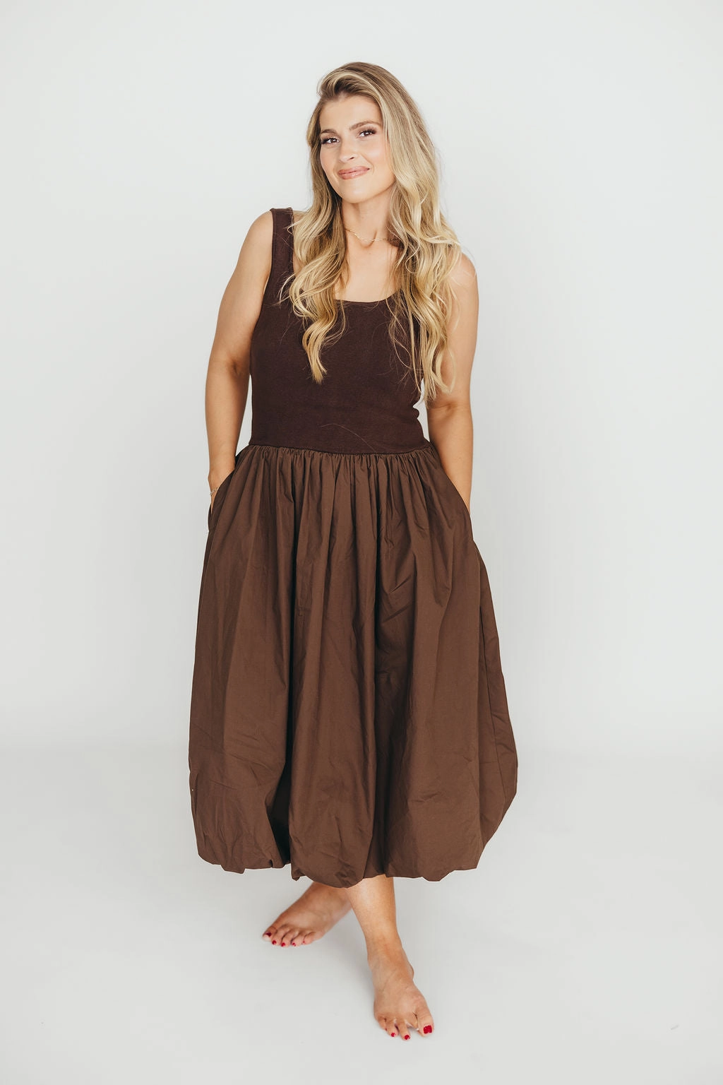 Betty Midi Dress in Brown *Final-Sale* Villa Light