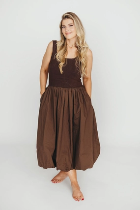 Betty Midi Dress in Brown *Final-Sale* Villa Light