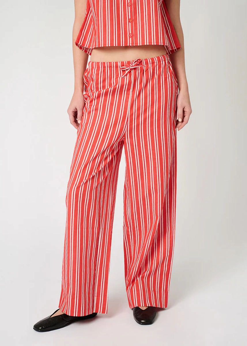 Betty Stripe Tie-Waist Pant - Vibrant Red Multi Universal Fit System breathable panels