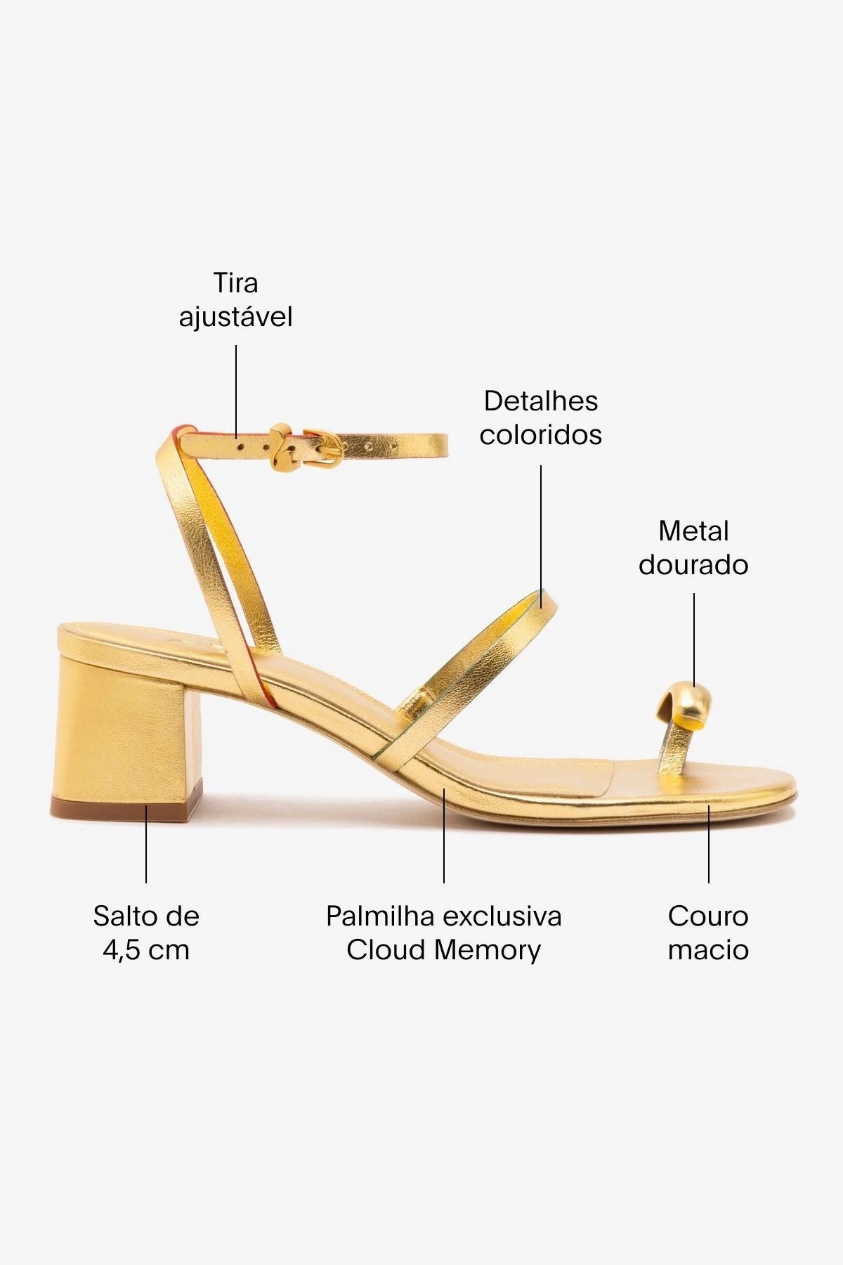 Biarritz Block In Gold Metallic Leather Leopard Touch Breathable mesh lining