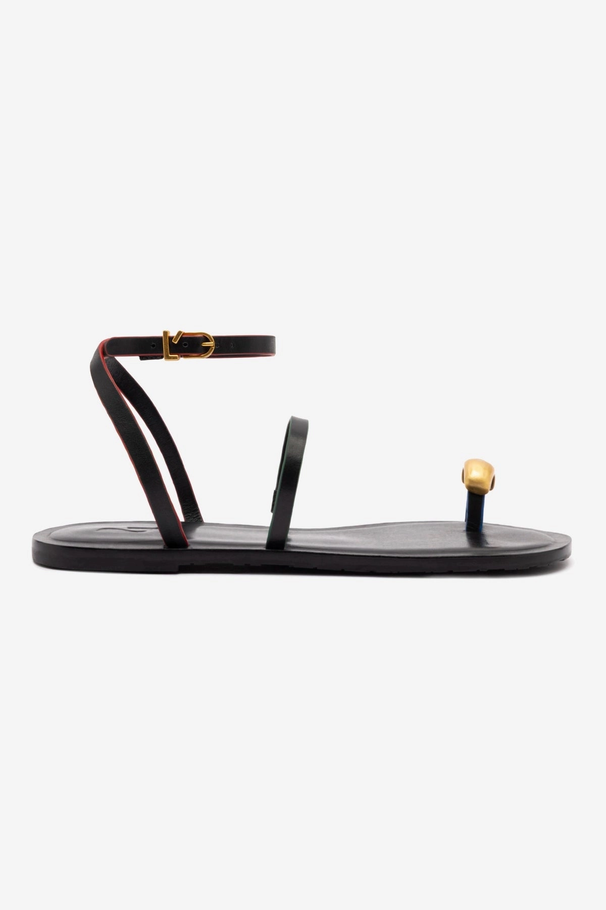 Outdoor Sandals Stay Breezy Biarritz Flat Sandal In Black Leather