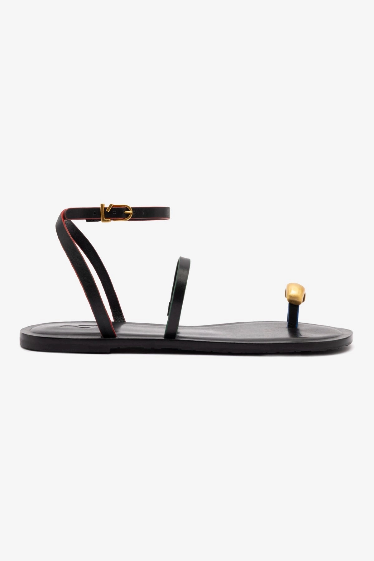 Biarritz Flat Sandal In Black Leather Quick Go Trendy Walk