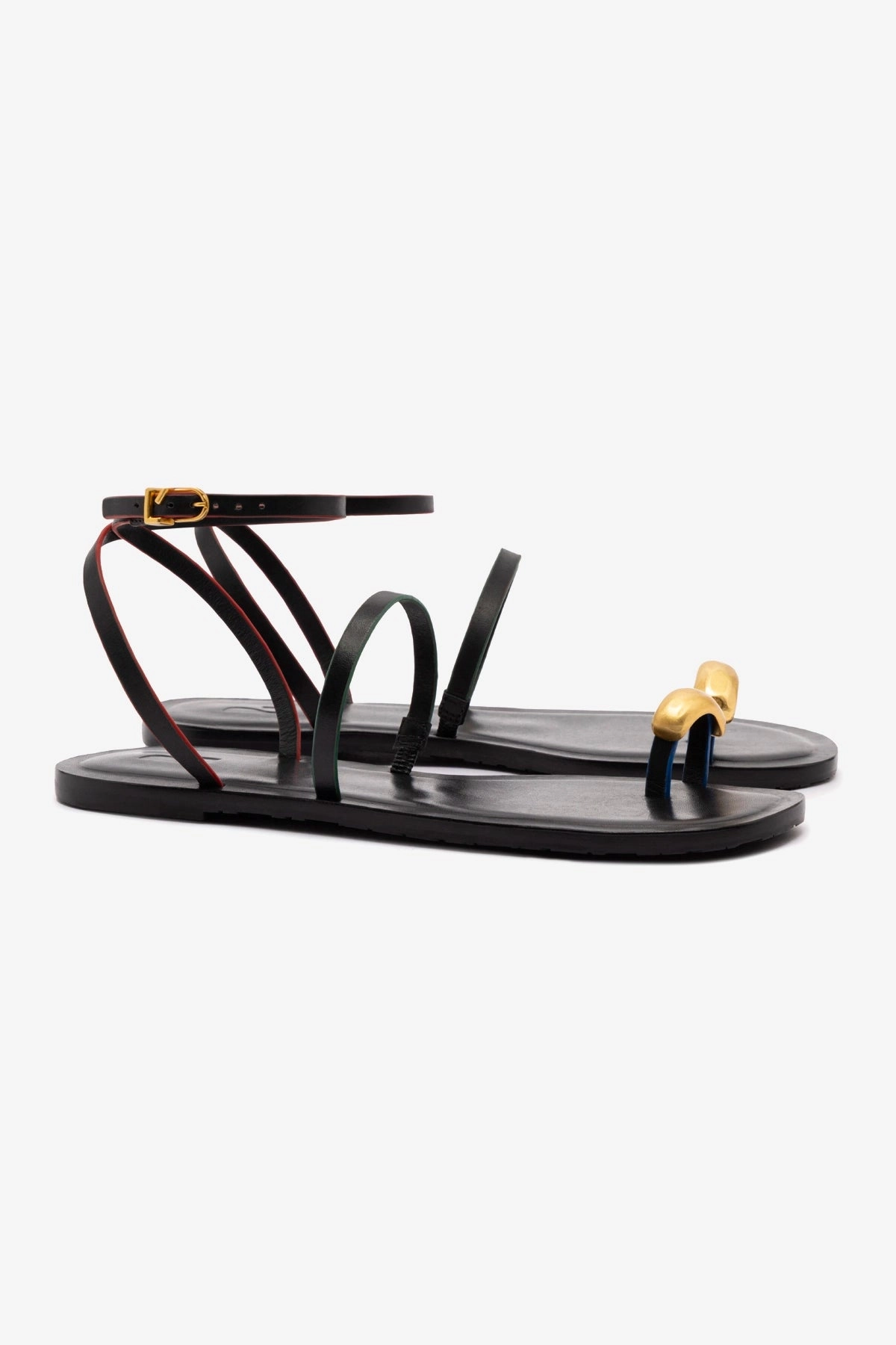 City Ready Biarritz Flat Sandal In Black Leather