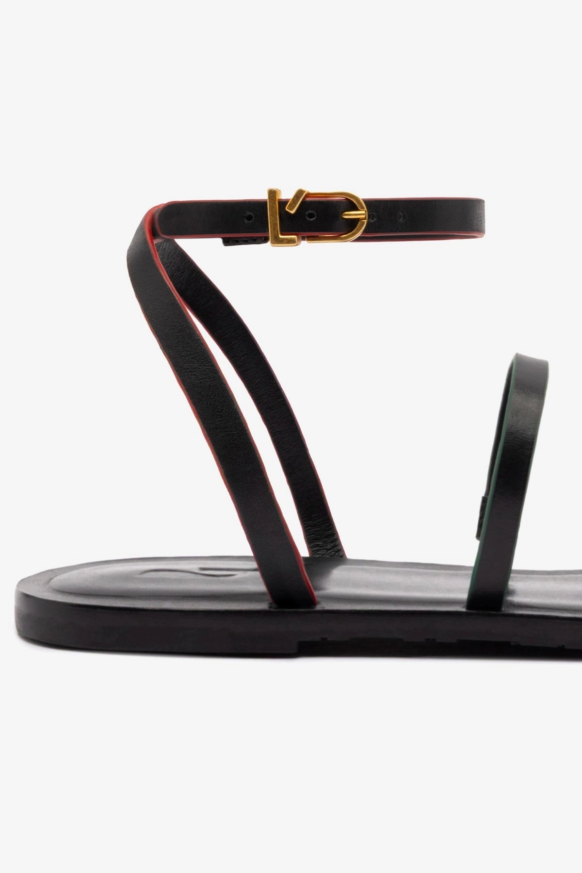 Low Heel Biarritz Flat Sandal In Black Leather