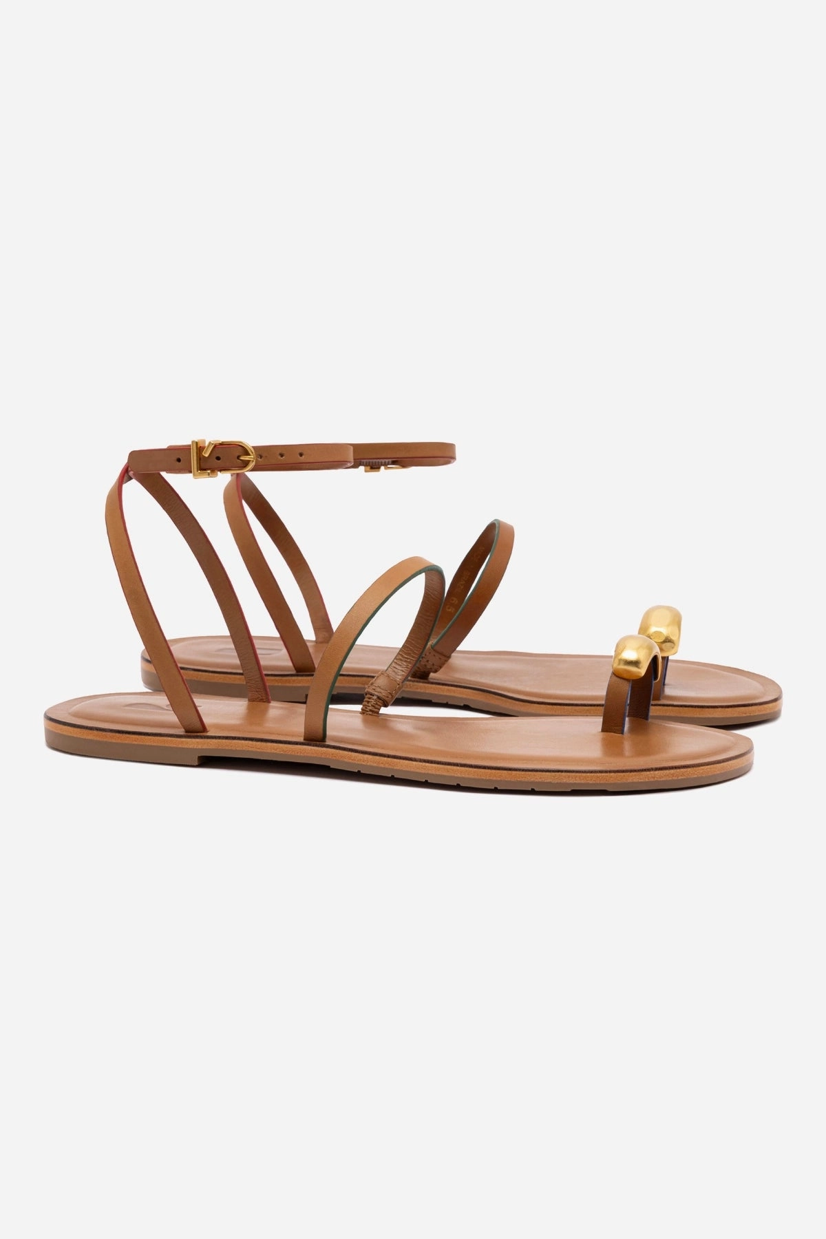 Perfect Fit Biarritz Flat Sandal In Light Caramel Leather