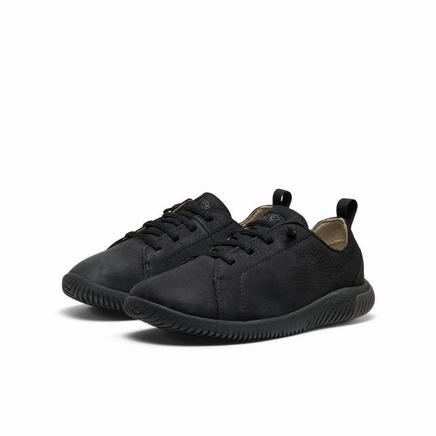 Big Kids' KNX Leather Sneaker  |  Triple Black Air Flow Comfort