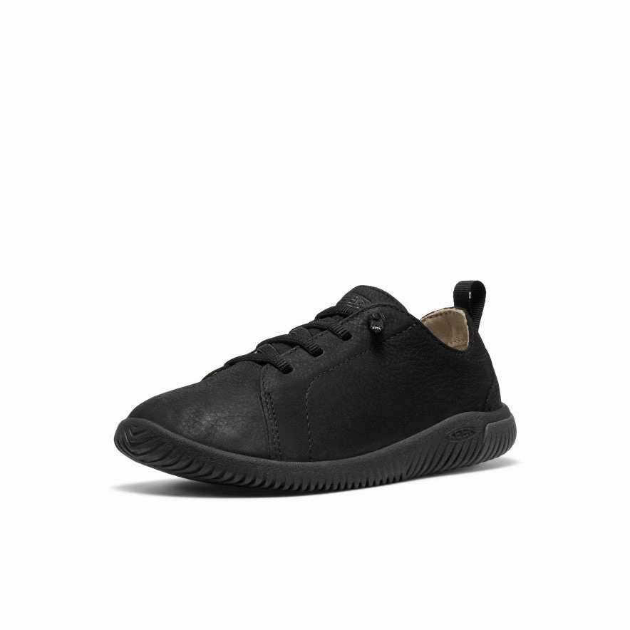 Big Kids' KNX Leather Sneaker  |  Triple Black Flexible Comfort Air Fit
