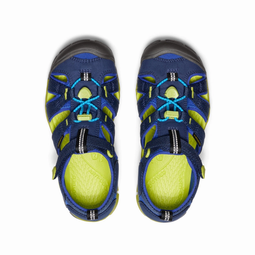 Cushioned Footbed Design Big Kids' Seacamp II CNX  |  Naval Academy/Chartreuse
