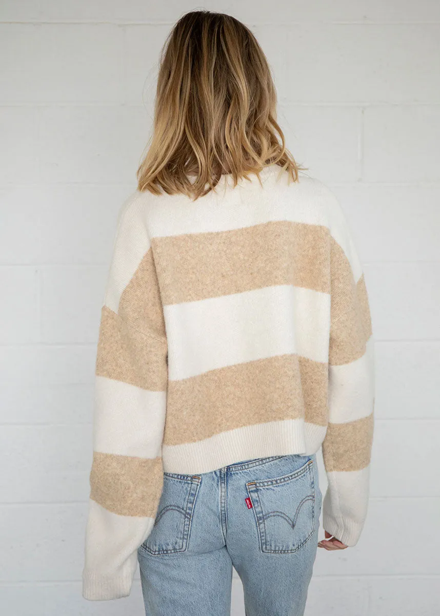 Reinforced Edging Billie Bold Stripe Cardigan - Cream