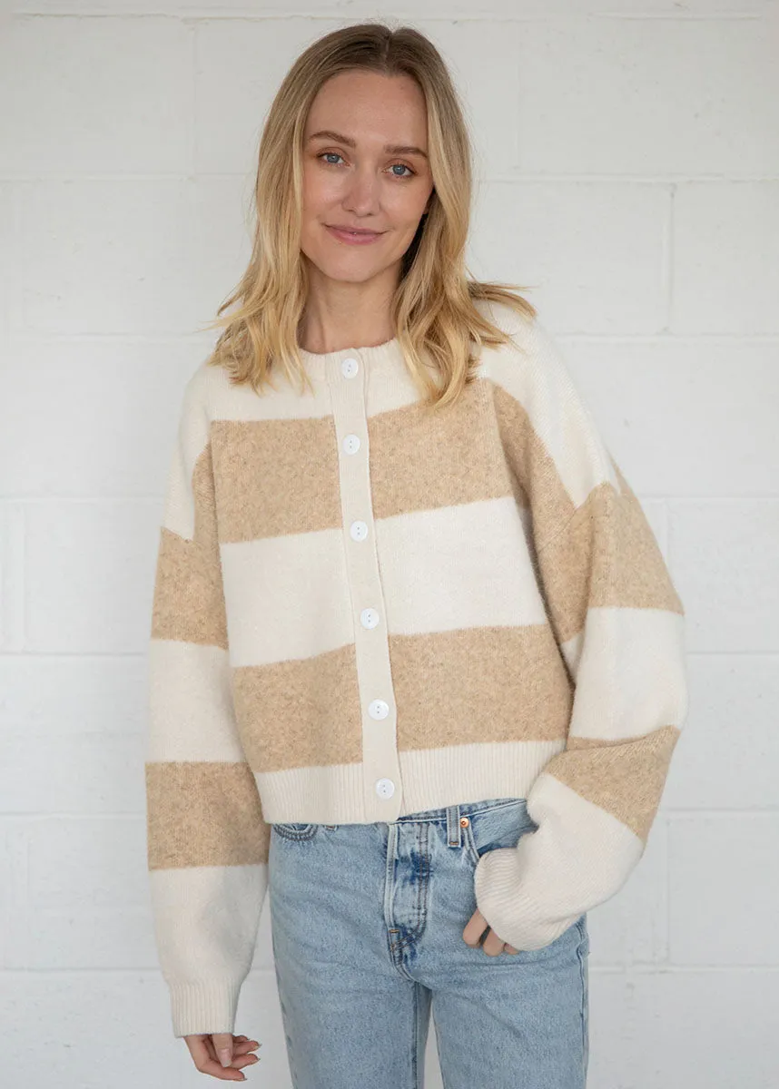Minimalist Style Billie Bold Stripe Cardigan - Cream