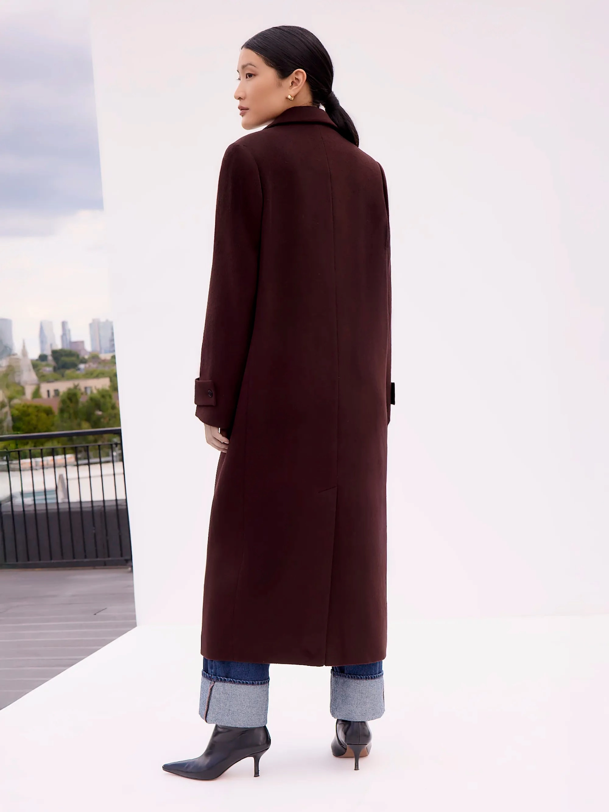 Bitter Chocolate Wool-Blend Coat Non Restrictive Tailoring
