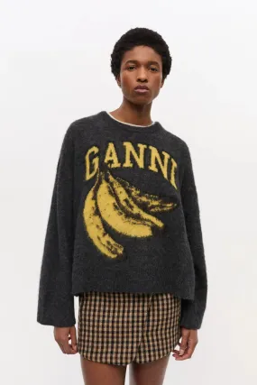 Black Banana Graphic Sweater Snug Layer Winter Knitwear