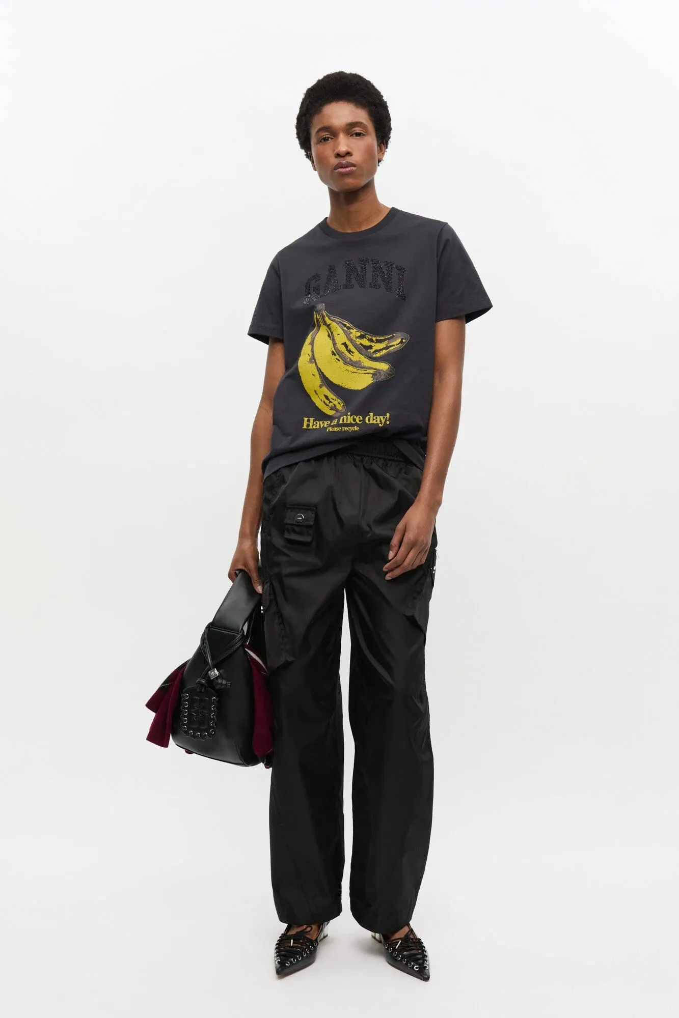 NonIronTechnology Black Banana Graphic T-shirt