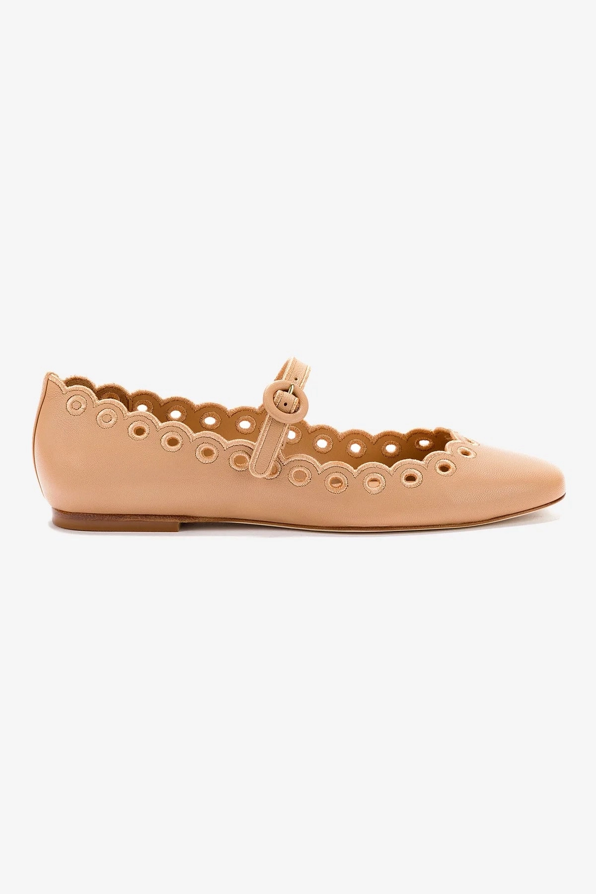 Easy to Wear Blair Broderie Ballet Flat In Tan Leather