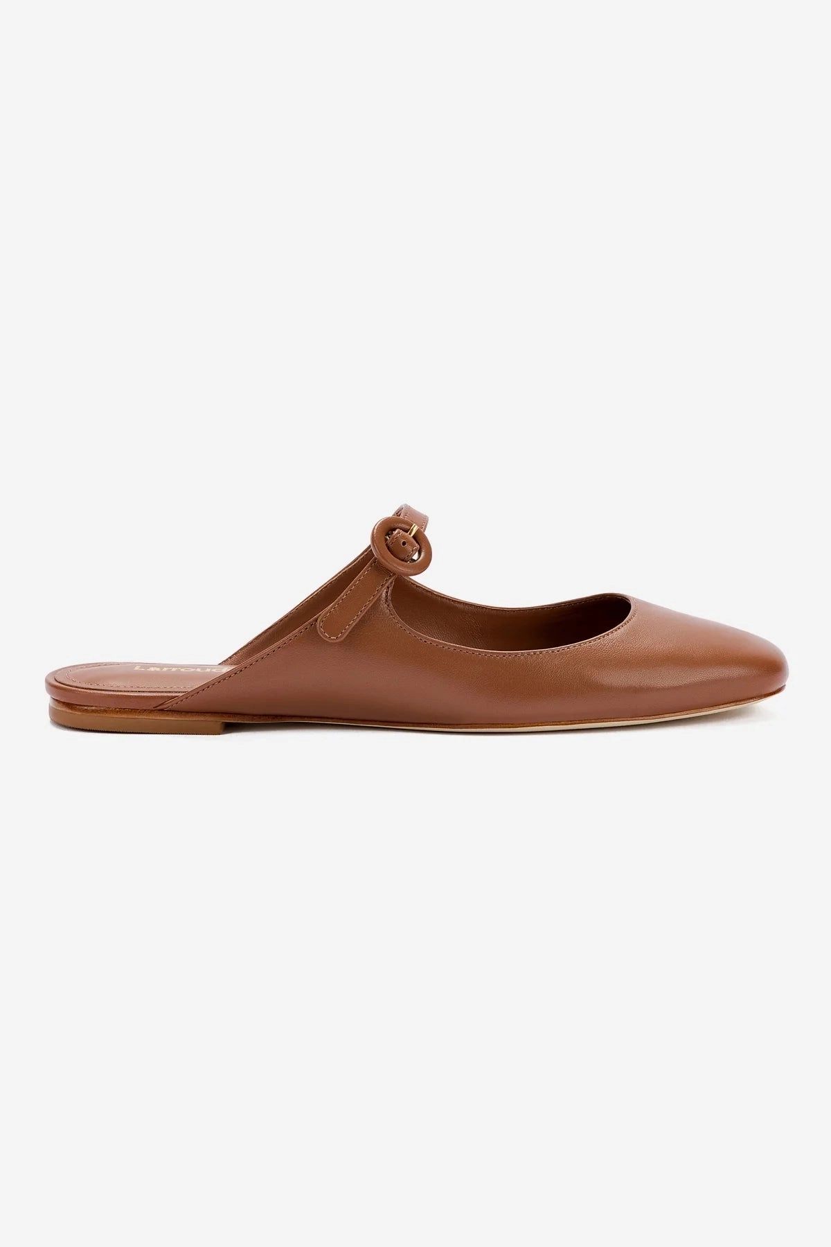 Blair Flat Mule In Caramel Leather Walkable